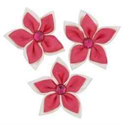 AussieSuperStore Art & Craft Essentials Hot Pink Satin Flower with Rhinestone (in 2 colours) Satin Flower with Rhinestone | Artificial Craft Flower Party Decoration 9331468032779 VCSF001